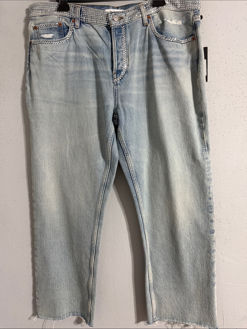 Re/Bone Blue Denim Jeans with rhinestones on the waist pockets NWT